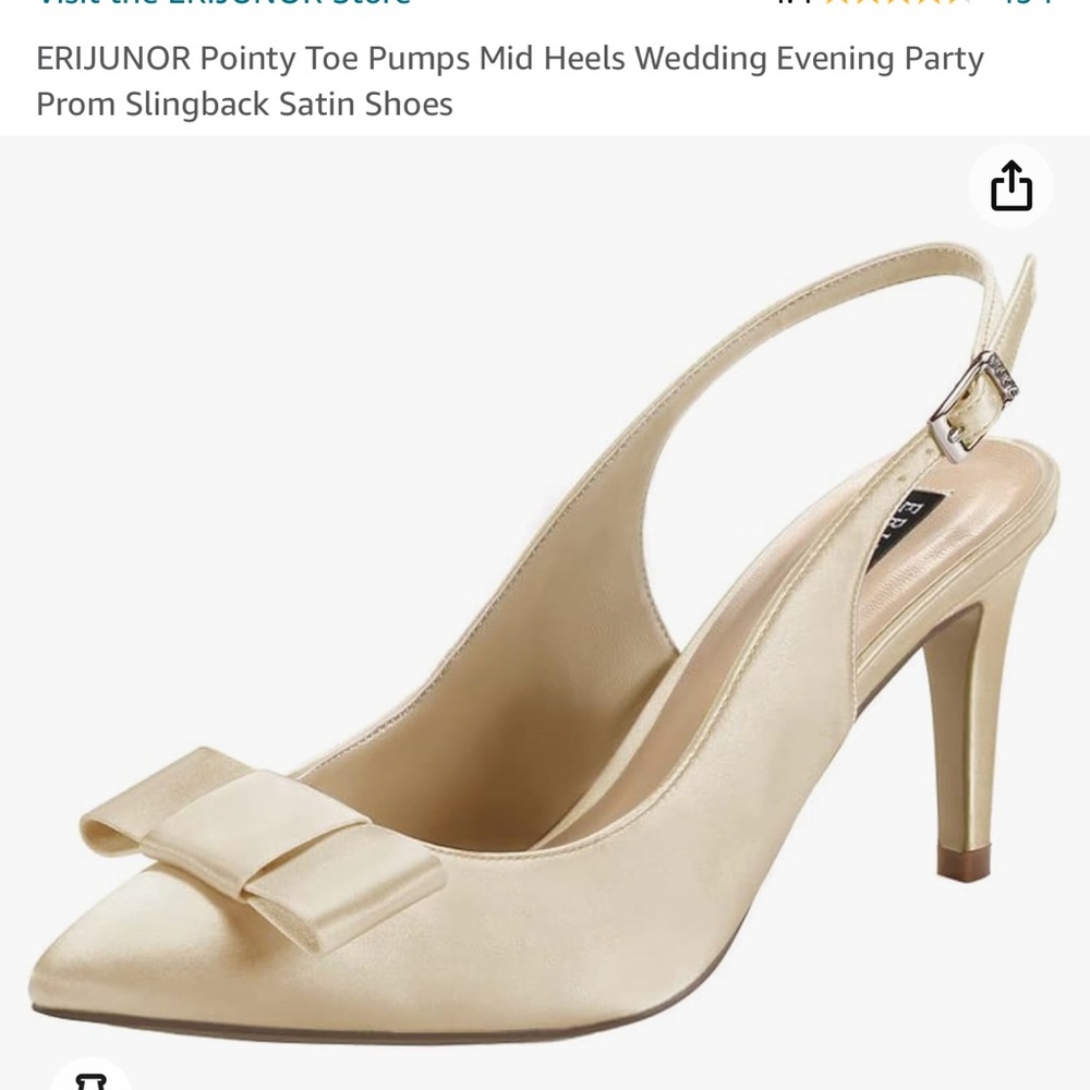 ERIJUNOR Pointy Toe Pumps Mid Heels Evening Party shoes